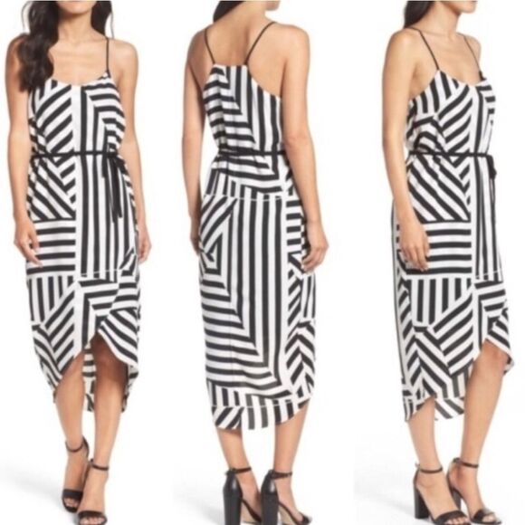 Felicity & Coco Black And White Striped Slip Dress Size Small Petite - Picture 1 of 10